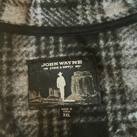 John Wayne Stock and Supply Other - John Wayne Wooly Plaid Fleece. Quarter -zip Pullover. Black and white
